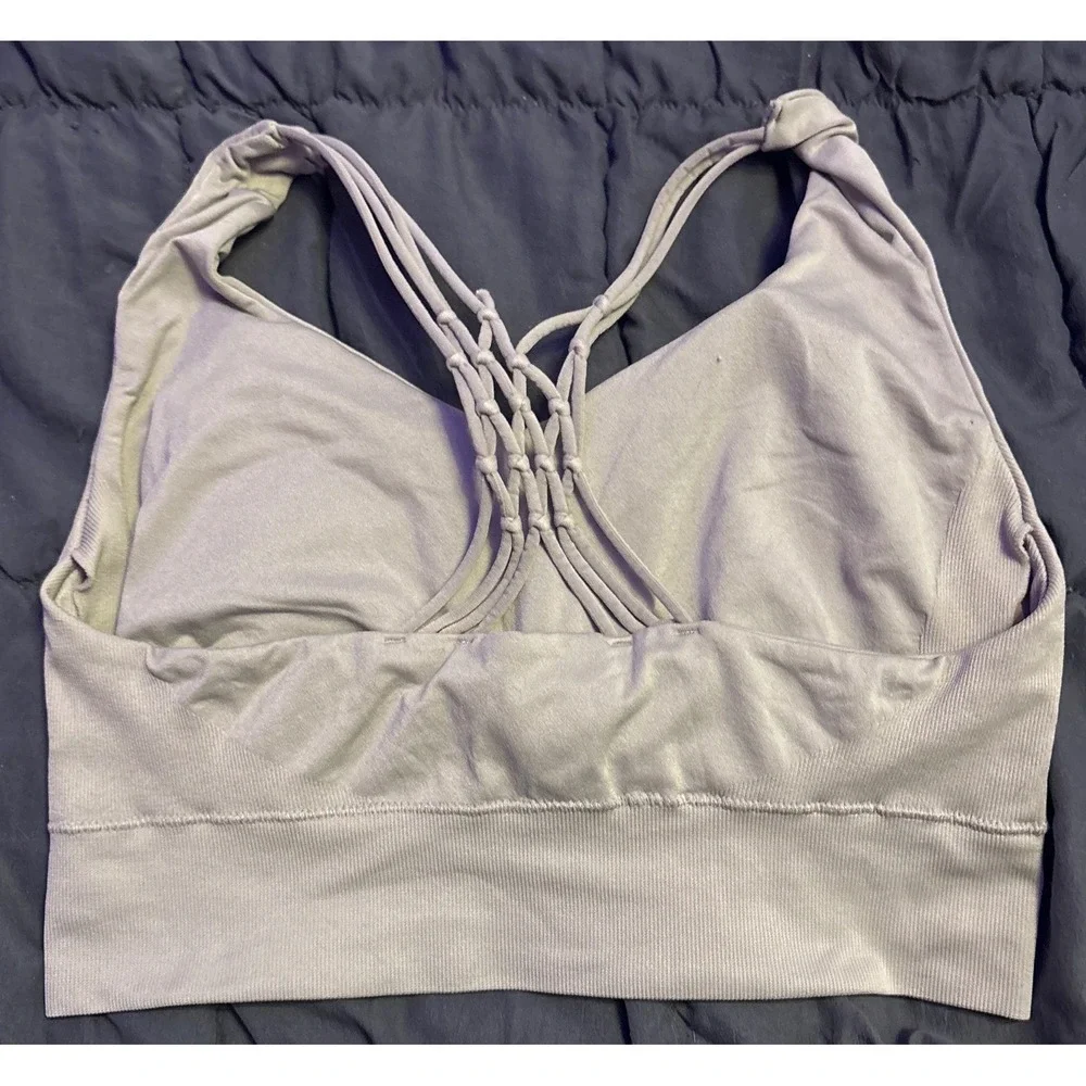 Beige Seamless Padded Strappy Back Bralette Bra Size Large